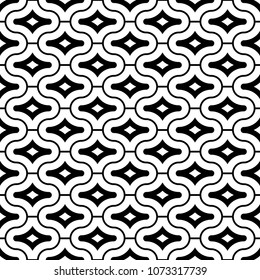 Seamless pattern with paseo ornament. Oriental traditional ornamentation with repeated rounded shapes. Window tracery wallpaper. Grid motif. Digital paper, textile print, web design. Vector art image.
