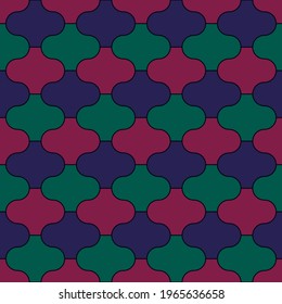 Seamless pattern. Paseo tiles ornament. Oriental traditional ornamentation. Repeated lantern shapes. Mosaic wallpaper. Tiles motif. Geometric digital paper, ethnic textile print. Web design. Vector