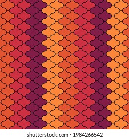 Seamless pattern. Paseo tiles ornament. Oriental traditional ornamentation. Repeated lantern shapes. Mosaic wallpaper. Tiles motif. Geometric digital paper. Ethnic textile print. Vector image.