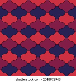 Seamless pattern. Paseo tiles ornament. Oriental traditional ornamentation. Repeated lantern shapes. Mosaic wallpaper. Tiles motif. Geometric digital paper, ethnic textile print. Web design. Vector.