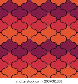 Seamless pattern. Paseo tiles ornament. Oriental traditional ornamentation. Repeated lantern shapes. Mosaic wallpaper. Tiles motif. Geometric digital paper. Ethnic textile print. Vector art