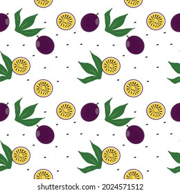 seamless pattern passion fruit on white background color