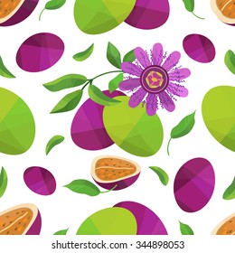 Seamless pattern passionfruit and flower