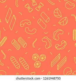Seamless pattern of pasta vector illustration sketch