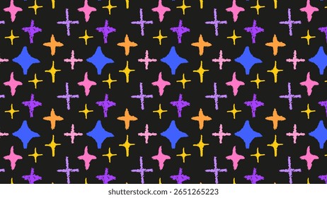 Seamless pattern of pastel brush star texture with soft strokes