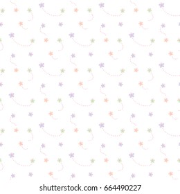 Seamless Pattern of Pastel Butterfly Design on White Background