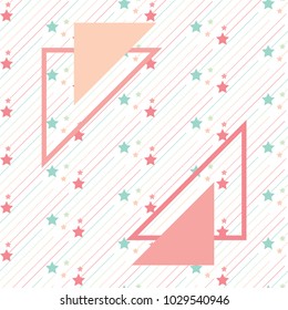 Seamless pattern pastel coloe geometric star line and triangle abstract on white background.Vector illustration.