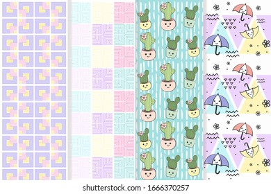 Seamless pattern pastel color collection. Vector illustration EPS 10