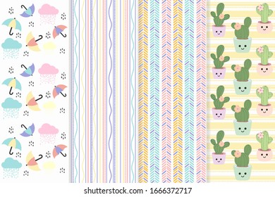 Seamless pattern pastel color collection. Vector illustration EPS 10
