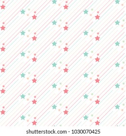 Seamless pattern pastel color geometric star and line abstract on white background.Vector illustration.