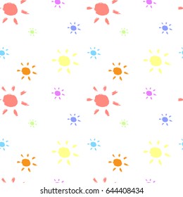 Seamless pattern with pastel colorful sun. Textile, decoration, banner, poster, wrapping paper.