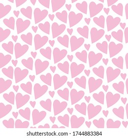 Seamless pattern in pastel colors, background illustration with cloud, heart, moon, star. Baby shower style in vector