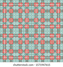 Seamless pattern in pastel colors with a complex geometric ornament. Vector illustration