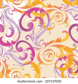 Seamless pattern in pastel colors with floral design elements