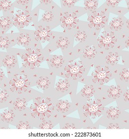 Seamless pattern in pastel colors with geometric background