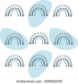 Seamless pattern in pastel colors with indeterminate spots and folk elements
