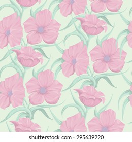 Seamless pattern in pastel colors with pink flowers. EPS10 vector illustration. Light texture for your design