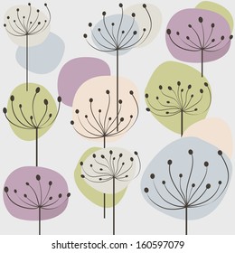 Seamless pattern with pastel dandelion flowers. Vector illustration 