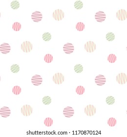 Seamless Pattern of Pastel Dot Design on White Background