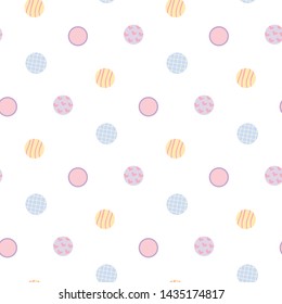 Seamless Pattern with Pastel Dot Design on White Background