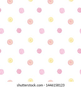 Seamless Pattern with Pastel Dot Design on White Background