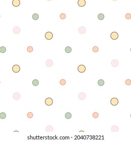 Seamless Pattern with Pastel Dot Design on White Background