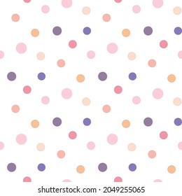 Seamless Pattern of Pastel Dot Design on White Background