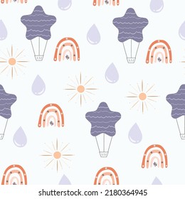 seamless pattern with pastel floating balloons background