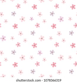 Seamless Pattern with Pastel Flower Design on White Background