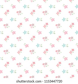Seamless Pattern of Pastel Flower Design on White Background
