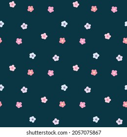 Patrón sin inconvenientes con diseño de flor pastel sobre fondo azul oscuro