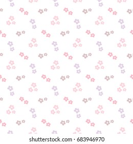 Seamless Pattern of Pastel Flower Design on White Background