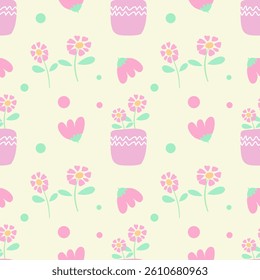 seamless pattern with pastel flowers
