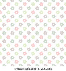 Seamless Pattern of Pastel Flowers on White Background