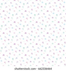 Seamless Pattern of Pastel Flowers on White Background