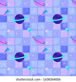 Seamless pattern pastel galaxy to the future.