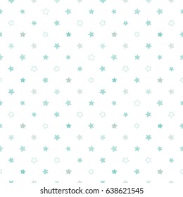 Seamless Pattern of Pastel Green Stars on White Background