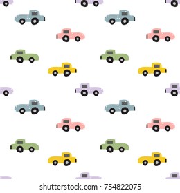 Seamless pattern with pastel hand drawn Truck