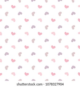 Seamless Pattern of Pastel Heart Design on White Background