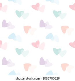 Seamless Pattern with Pastel Heart Design on White Background