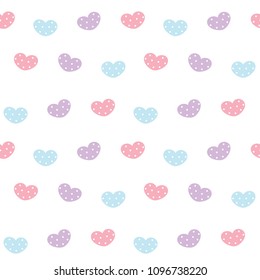 Seamless Pattern with Pastel Heart Design on White Background