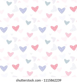 Seamless Pattern with Pastel Heart Design on White Background