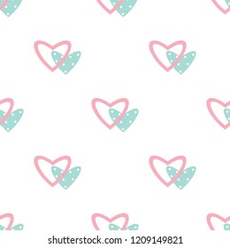 Seamless Pattern with Pastel Heart Design on White Background