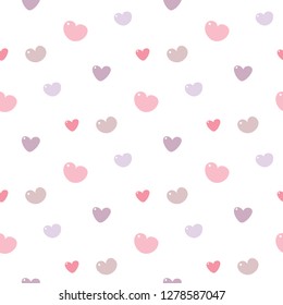 Seamless Pattern of Pastel Heart Design on White Background