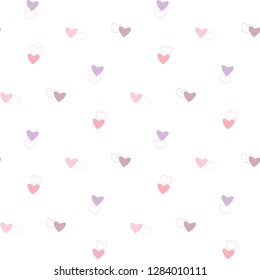 Seamless Pattern with Pastel Heart Design on White Background