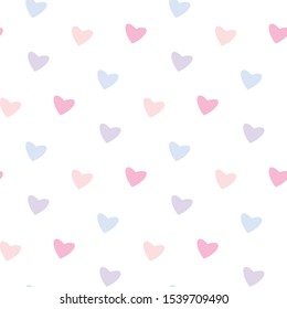 Seamless Pattern of Pastel Heart Design on White Background