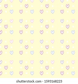 Seamless Pattern with Pastel Heart Design on White Background.