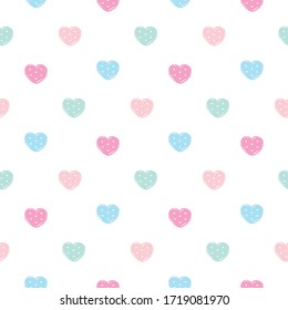 Seamless Pattern of Pastel Heart Design on White Background
