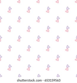 Seamless Pattern of Pastel Heart Design on White Background