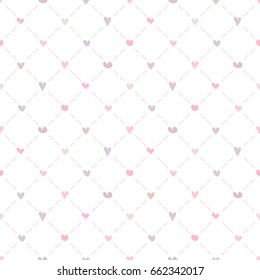 Seamless Pattern of Pastel Heart Design on White Background